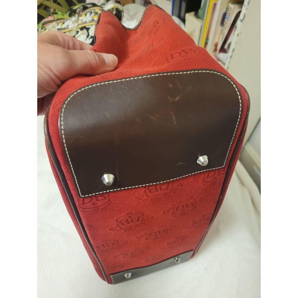 Dooney & Bourke Red Canvas Leather Satchel Tote Bag Matching Pouch Classic Prep - Picture 7 of 12